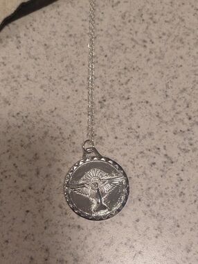 Silver Winged Medallion Pendant Necklace - Women's Jewelry